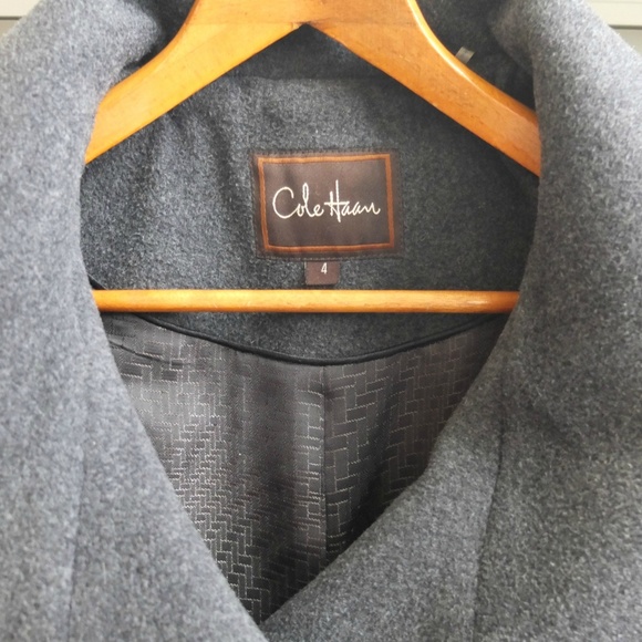 Cole Haan Oversized Collar Wool Flannel Pea Coat - Picture 3 of 4